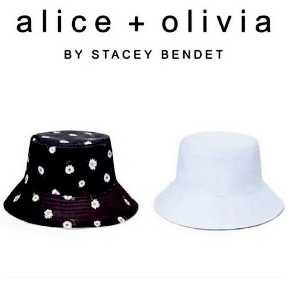 NWT Alice + Olivia By Stacey Bendet reversible bucket hat Floral print/White